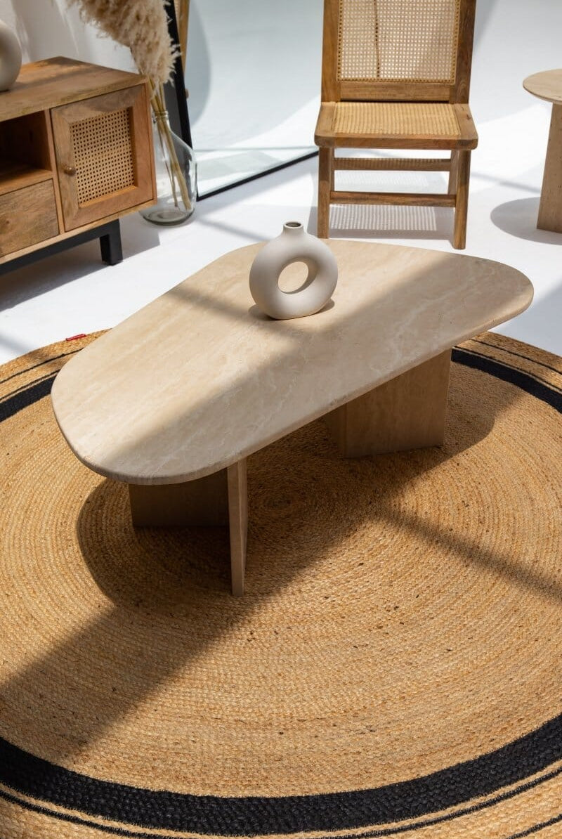 Maureen Travertine Irregular Coffee Table (2 Sizes) Coffee Tables Homekode