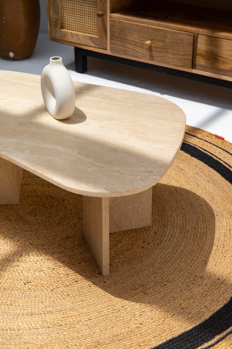 Maureen Travertine Irregular Coffee Table (2 Sizes) Coffee Tables Homekode