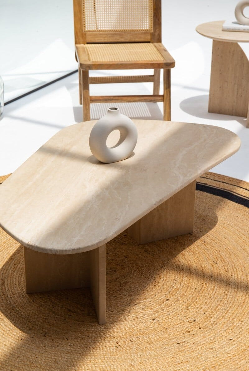 Maureen Travertine Irregular Coffee Table (2 Sizes) Coffee Tables Homekode