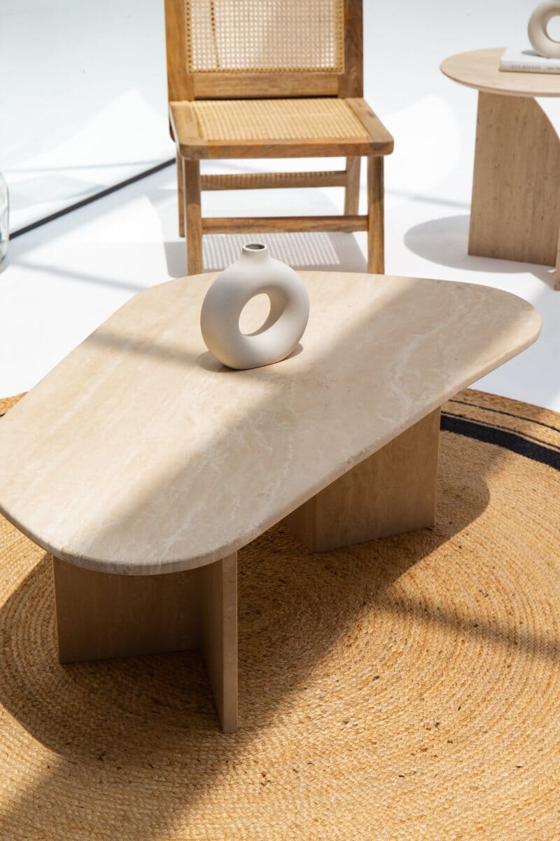 Maureen Travertine Irregular Coffee Table (2 Sizes) Coffee Tables Homekode
