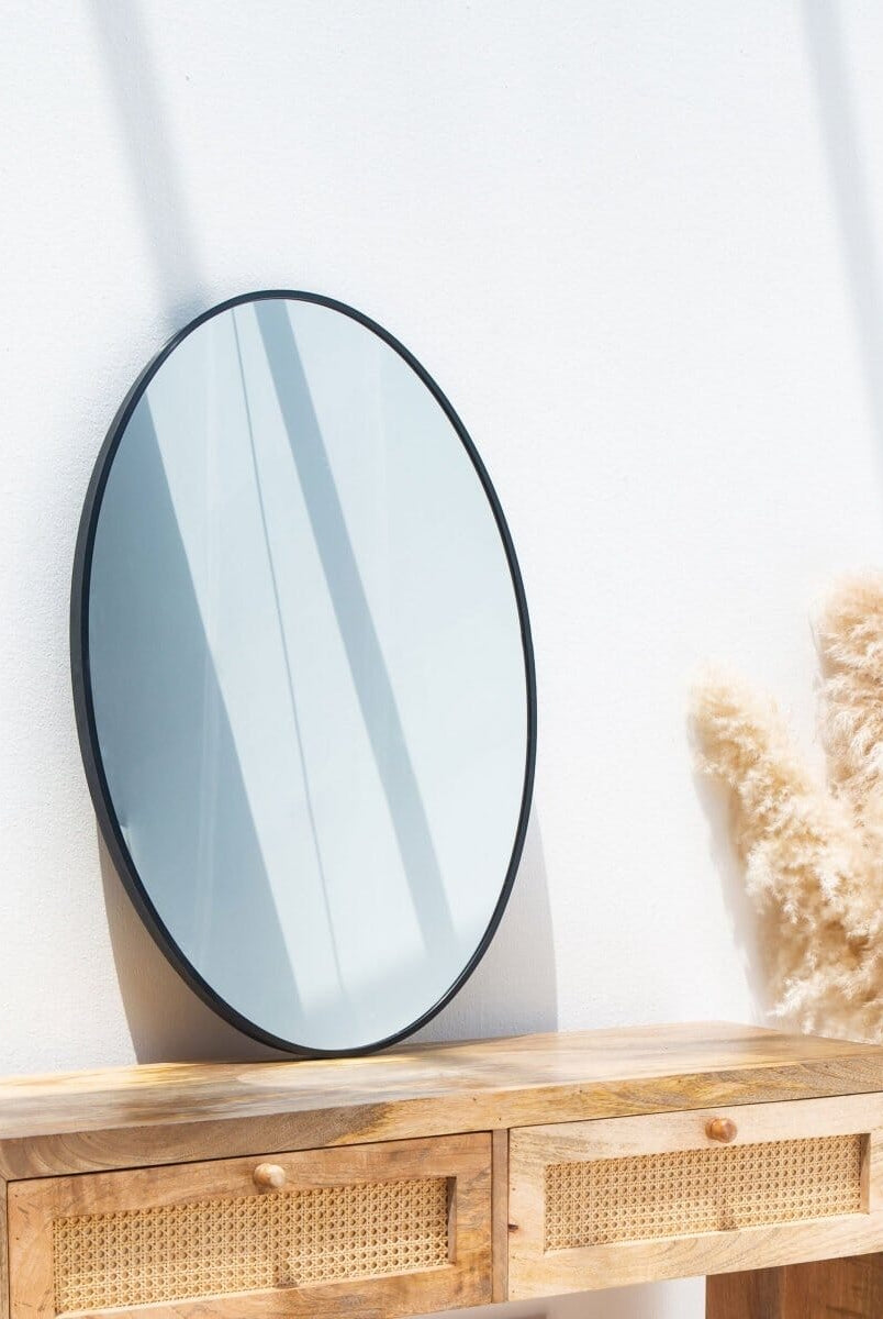 Black Oval Wall Mirror (90x60 CM)