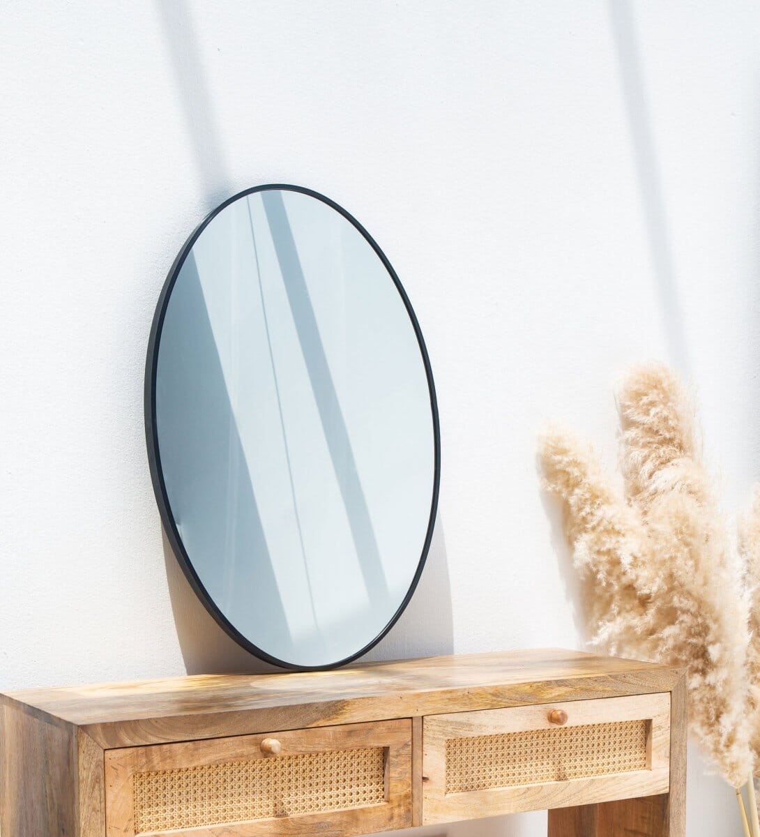 Black Oval Wall Mirror (90x60 CM)