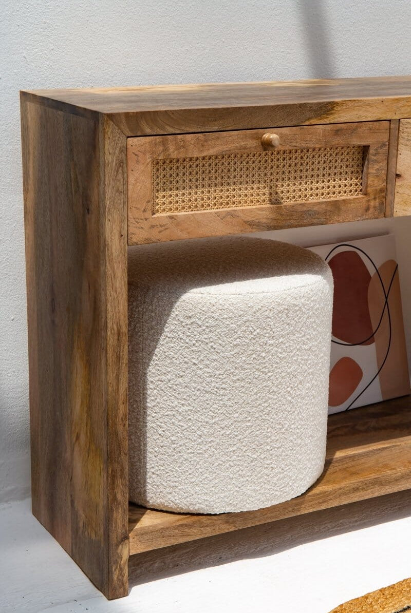 Elena Rattan 2-Drawers Wooden Console Homekode