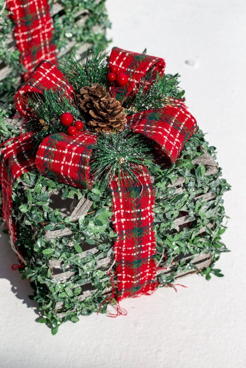 Set of 3 Light Up Green Present Boxes Homekode