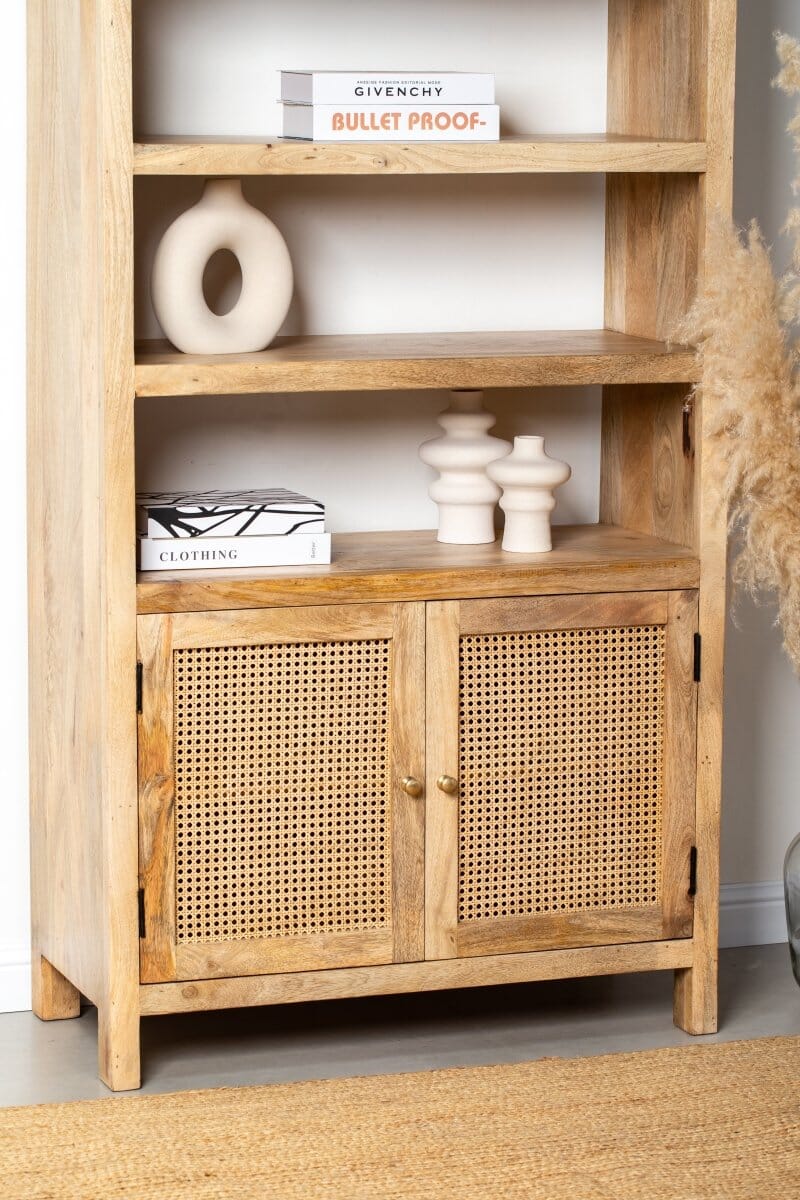 Evie Rattan Wooden Bookshelves Homekode