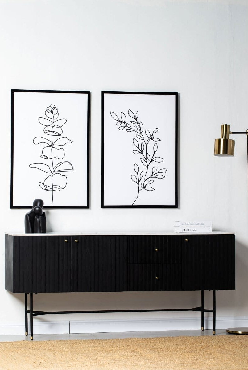 Caro Mango Wood Black Slat Sideboard (2 Sizes) Homekode