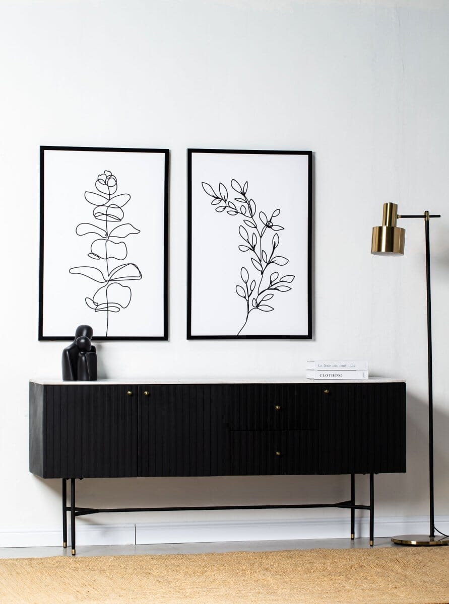 Caro Mango Wood Black Slat Sideboard (2 Sizes) Homekode