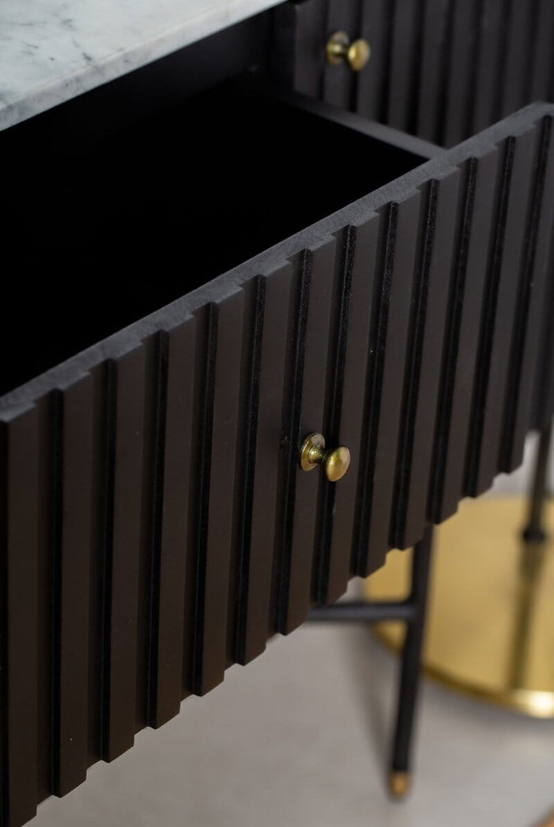 Caro Mango Wood Black Slat Sideboard (2 Sizes) Homekode