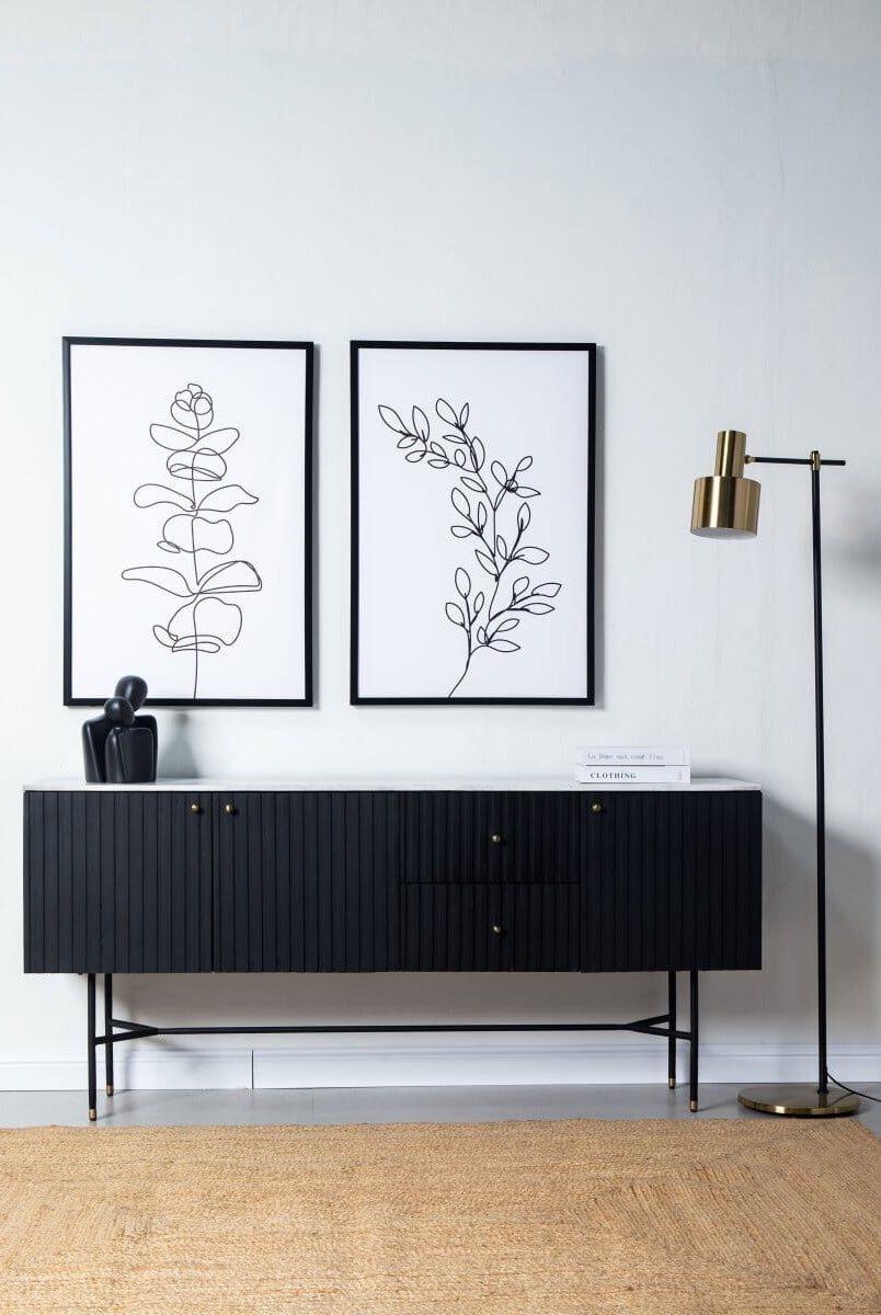 Caro Mango Wood Black Slat Sideboard (2 Sizes) Homekode