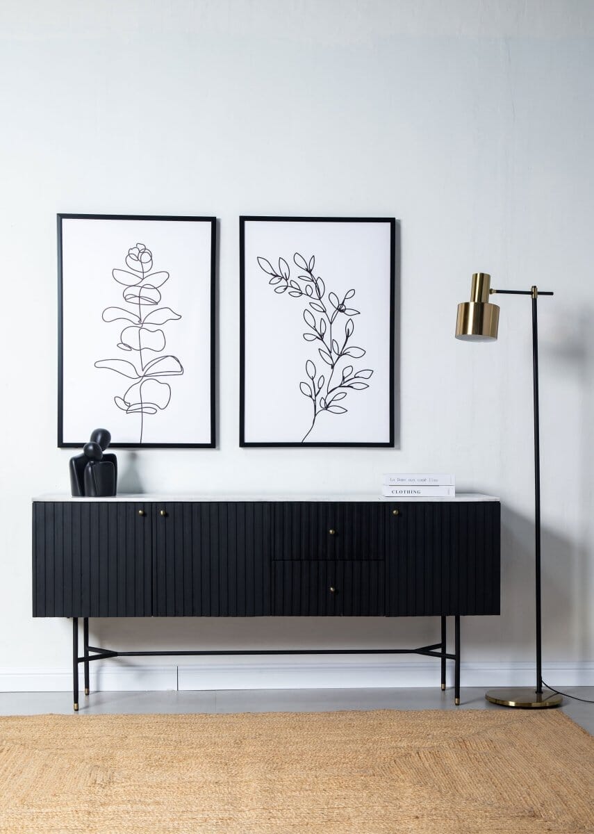 Caro Mango Wood Black Slat Sideboard (2 Sizes) Homekode