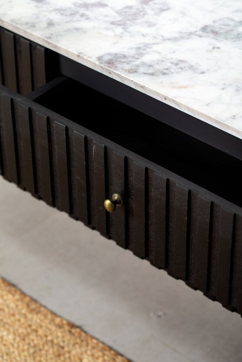 Caro Mango Wood Black Media Unit (200CM Length) Homekode