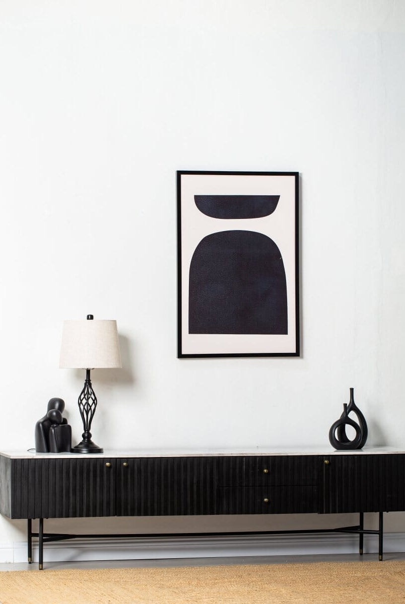 Caro Mango Wood Black Media Unit (200CM Length) Homekode