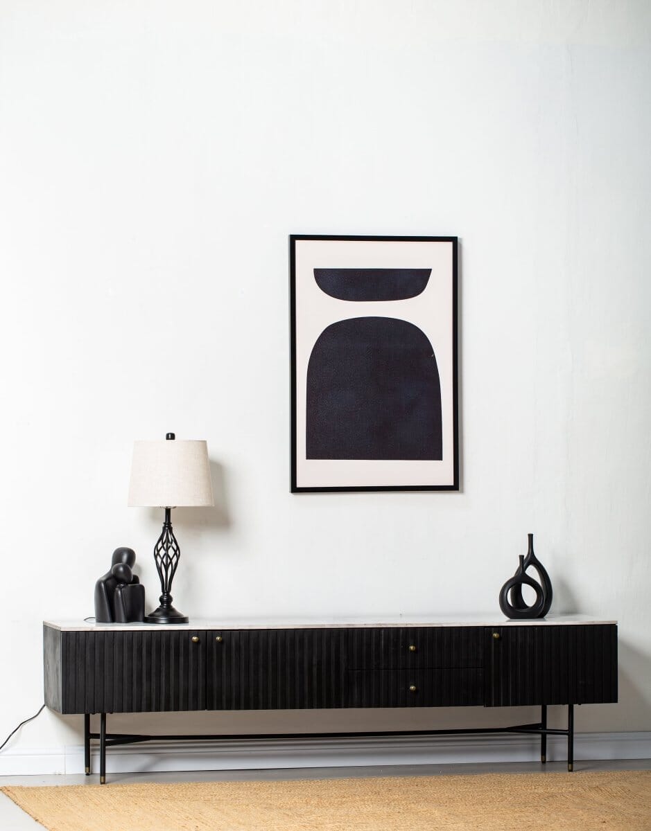 Caro Mango Wood Black Media Unit (200CM Length) Homekode