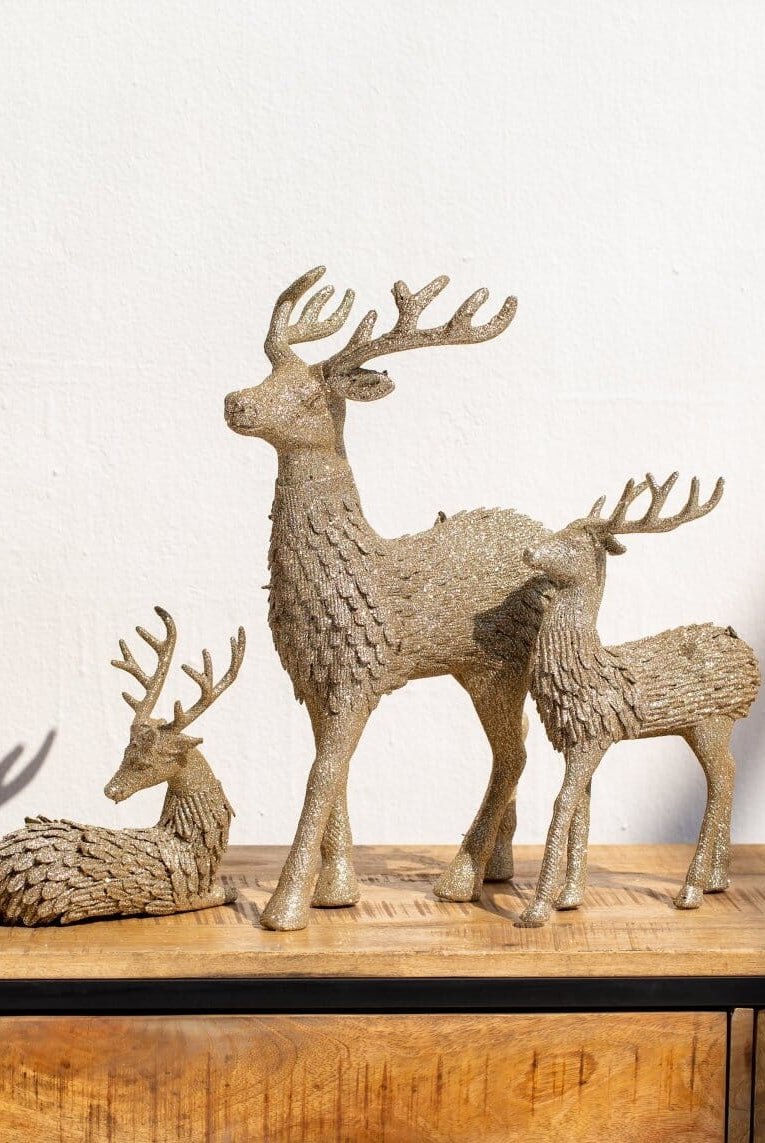 Bronze Standing Sparkling Deer Decor Homekode
