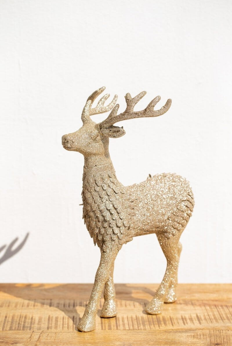 Bronze Standing Sparkling Deer Decor Homekode