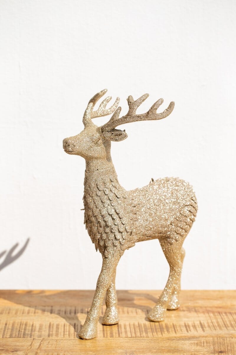 Bronze Standing Sparkling Deer Decor Homekode