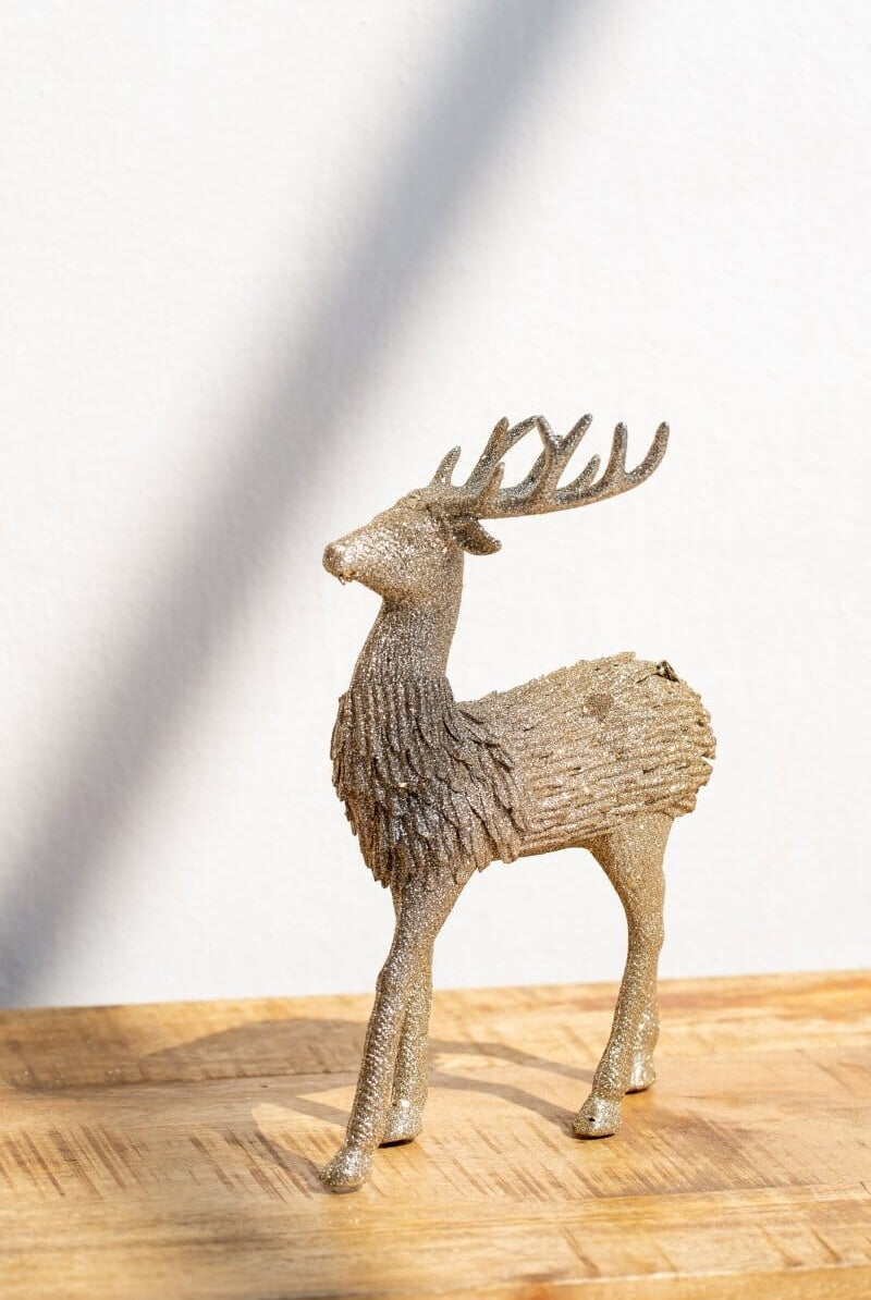 Bronze Standing Sparkling Deer Decor Homekode