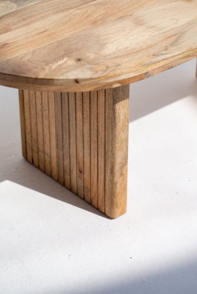 Oval Shape Wooden Coffee Table with Flat Legs Homekode