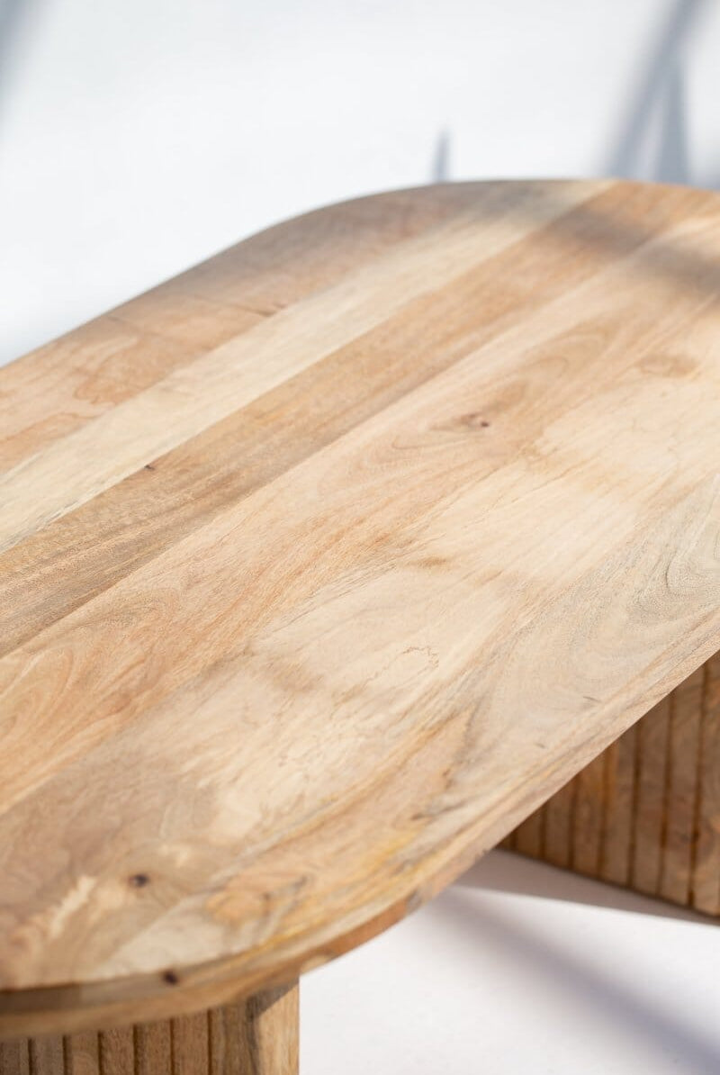 Oval Shape Wooden Coffee Table with Flat Legs Homekode