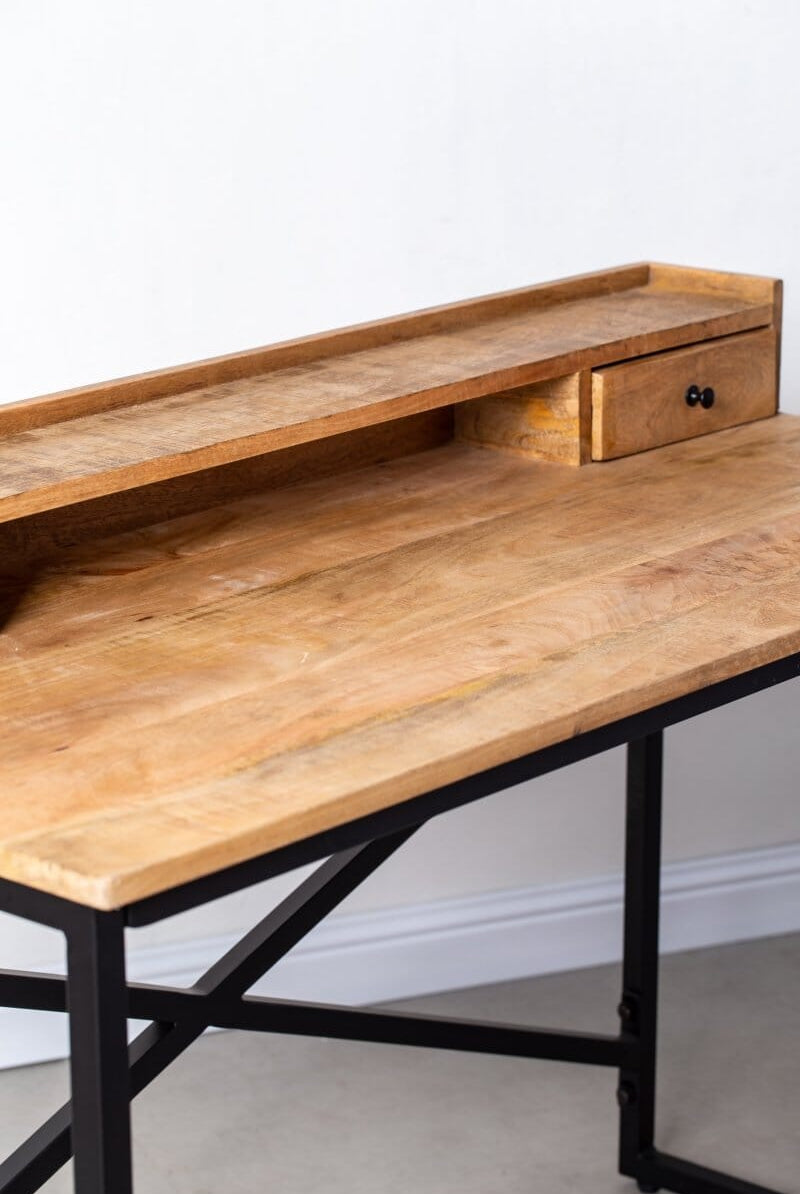 Itzel Wooden Desk with Black Legs Homekode