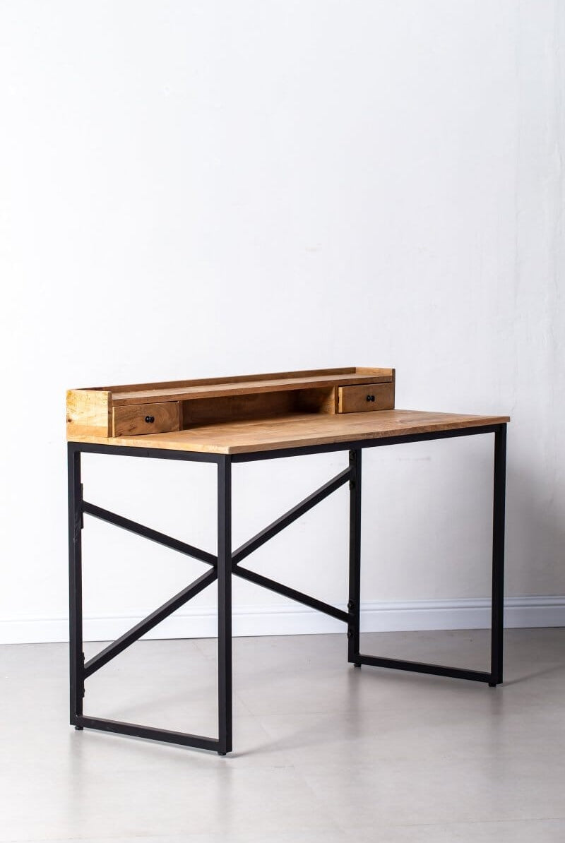 Itzel Wooden Desk with Black Legs Homekode