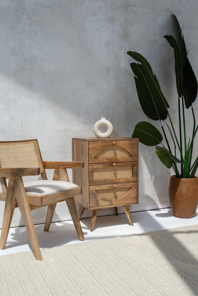 Rattan 3-Drawer Side Table Homekode