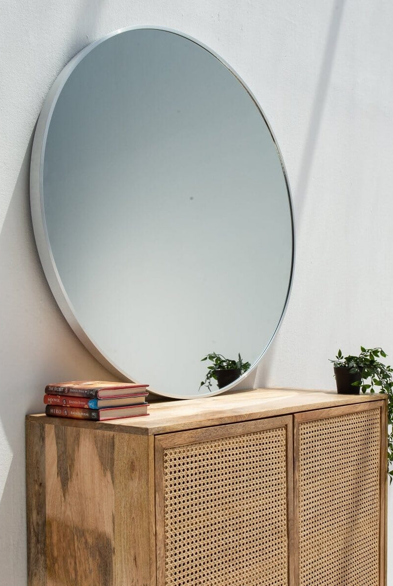 Silver Circular Round Wall Mirror
