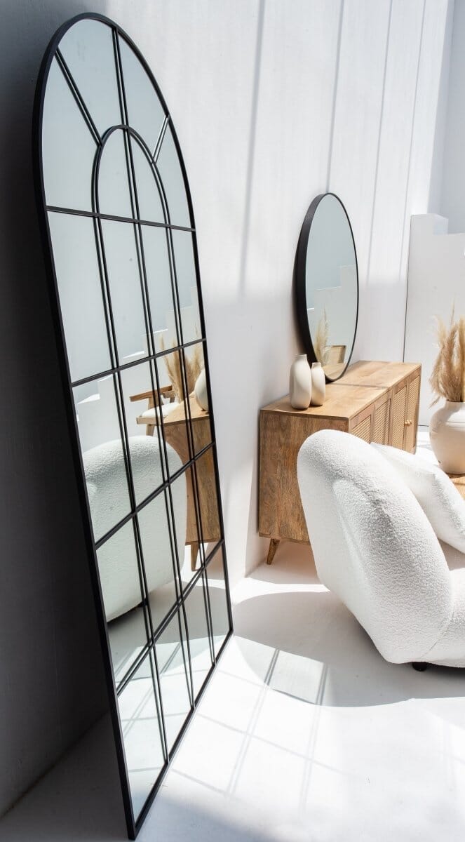 Astrid Black Window Arch Full Length Mirror (200X100 CM) Mirrors Homekode