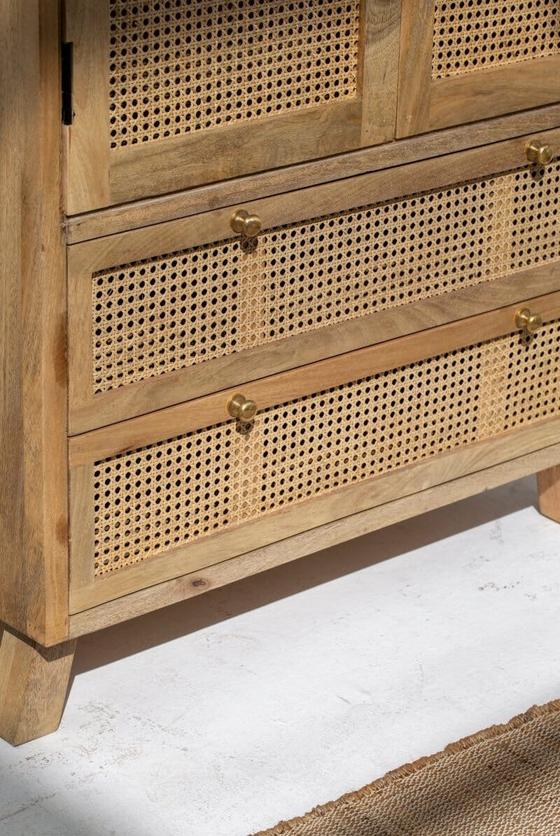 Aubrey Rattan Wooden Cabinet Cabinets & Storage Homekode