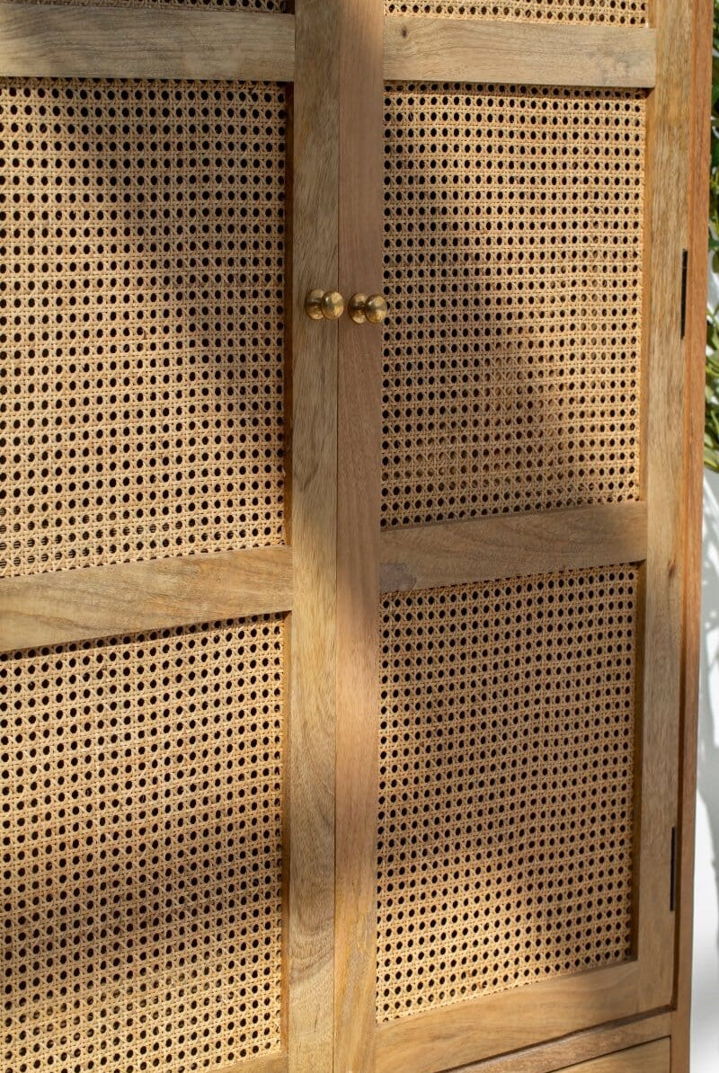 Aubrey Rattan Wooden Cabinet Cabinets & Storage Homekode