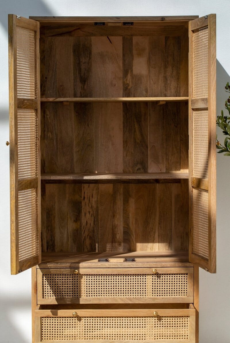 Aubrey Rattan Wooden Cabinet Cabinets & Storage Homekode