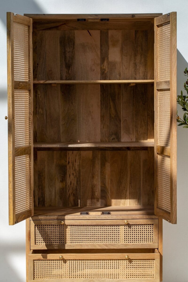 Aubrey Rattan Wooden Cabinet Cabinets & Storage Homekode