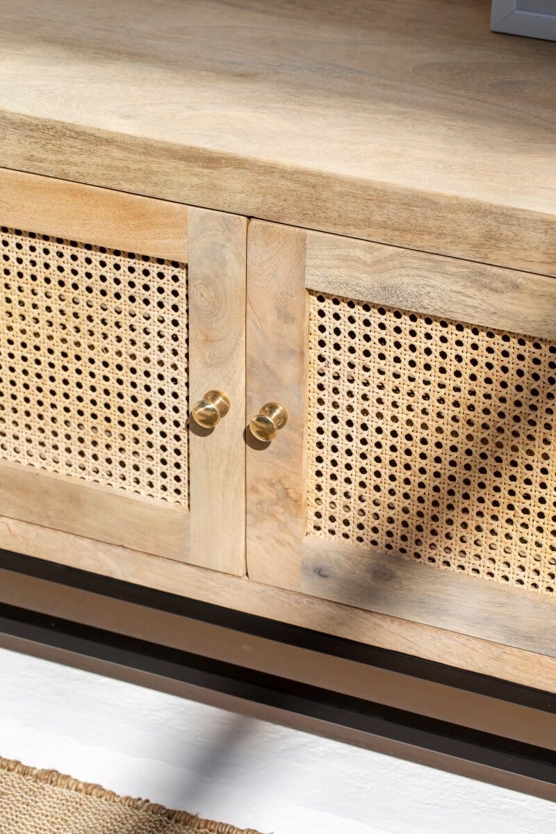 Sierra Two Doors with four drawers Rattan TV Unit Homekode