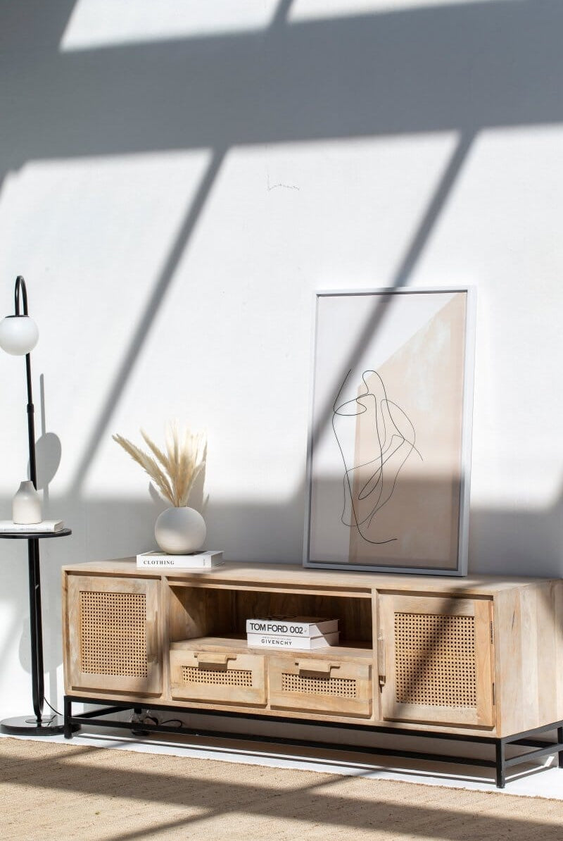 Summer Rattan Doors & Drawers TV Unit Homekode