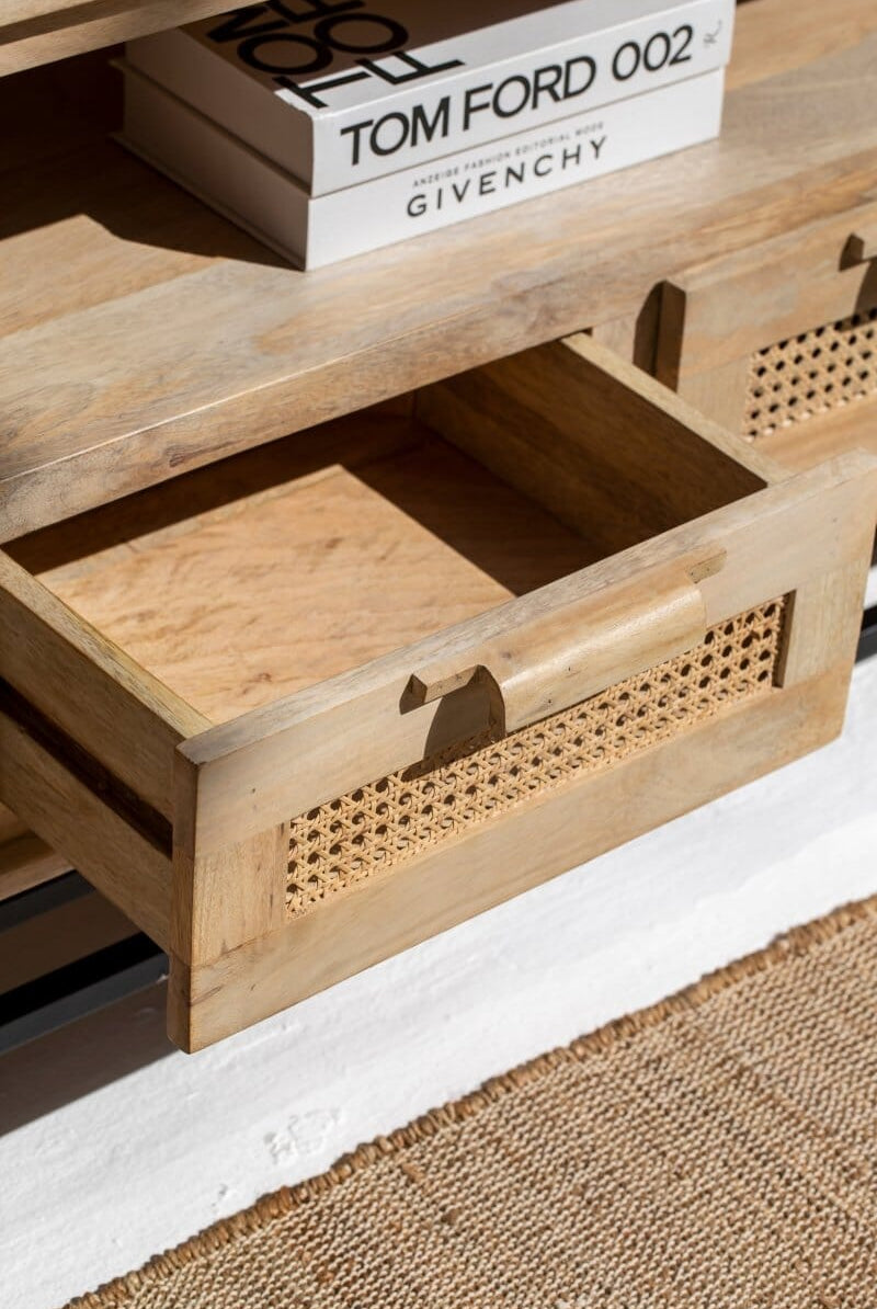 Summer Rattan Doors & Drawers TV Unit Homekode