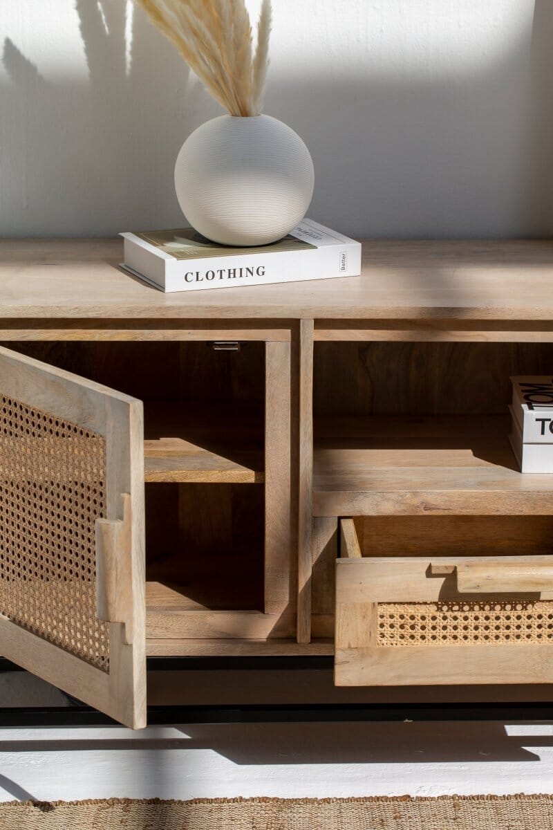 Summer Rattan Doors & Drawers TV Unit Homekode
