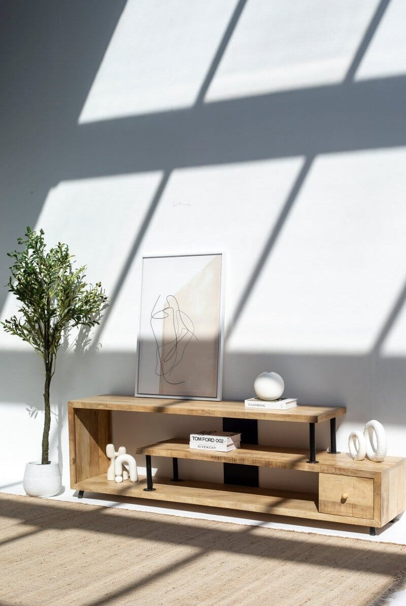 Liora 3-Shelves Media Console (3 Sizes) TV Unit Homekode