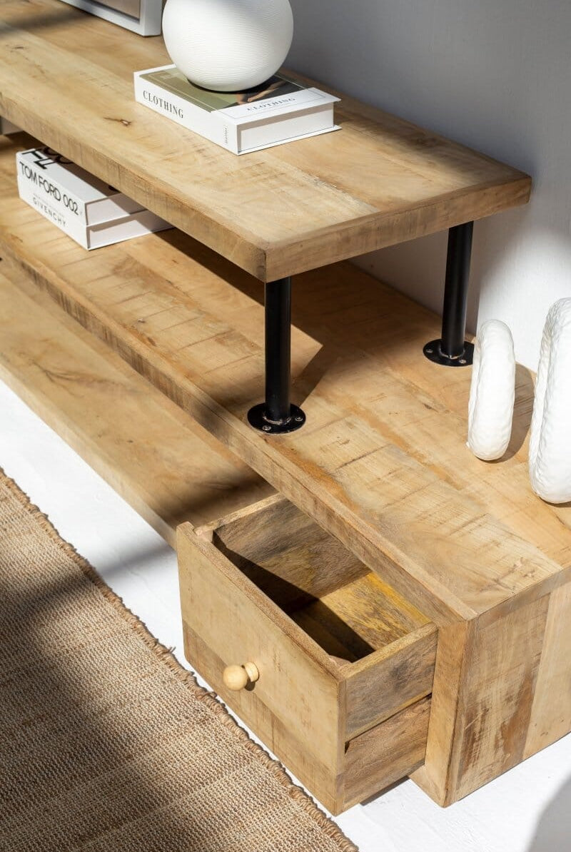 Liora 3-Shelves Media Console (3 Sizes) TV Unit Homekode