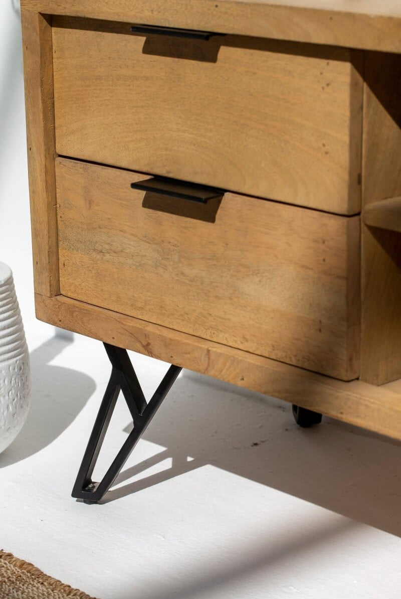 Astor Wooden Media Console with 2-Shelves TV Unit Homekode