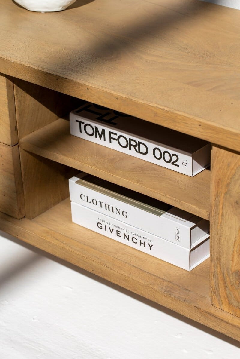 Astor Wooden Media Console with 2-Shelves TV Unit Homekode