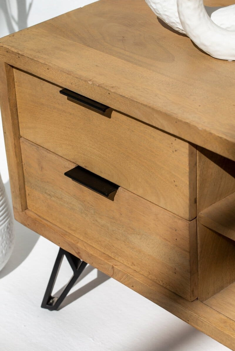 Astor Wooden Media Console with 2-Shelves TV Unit Homekode