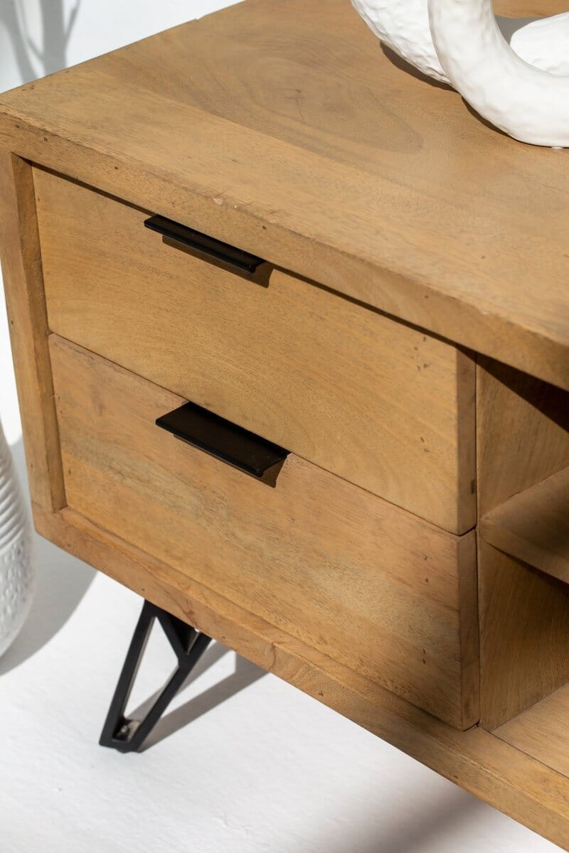 Astor Wooden Media Console with 2-Shelves TV Unit Homekode