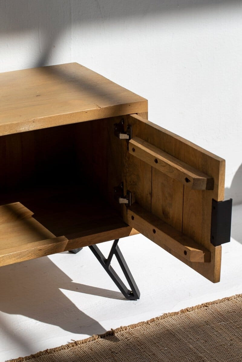 Astor Wooden Media Console with 2-Shelves TV Unit Homekode