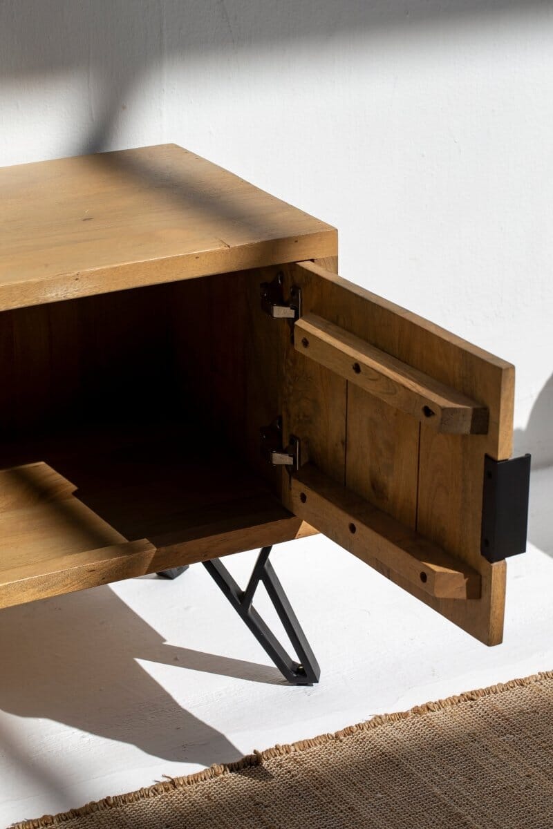 Astor Wooden Media Console with 2-Shelves TV Unit Homekode