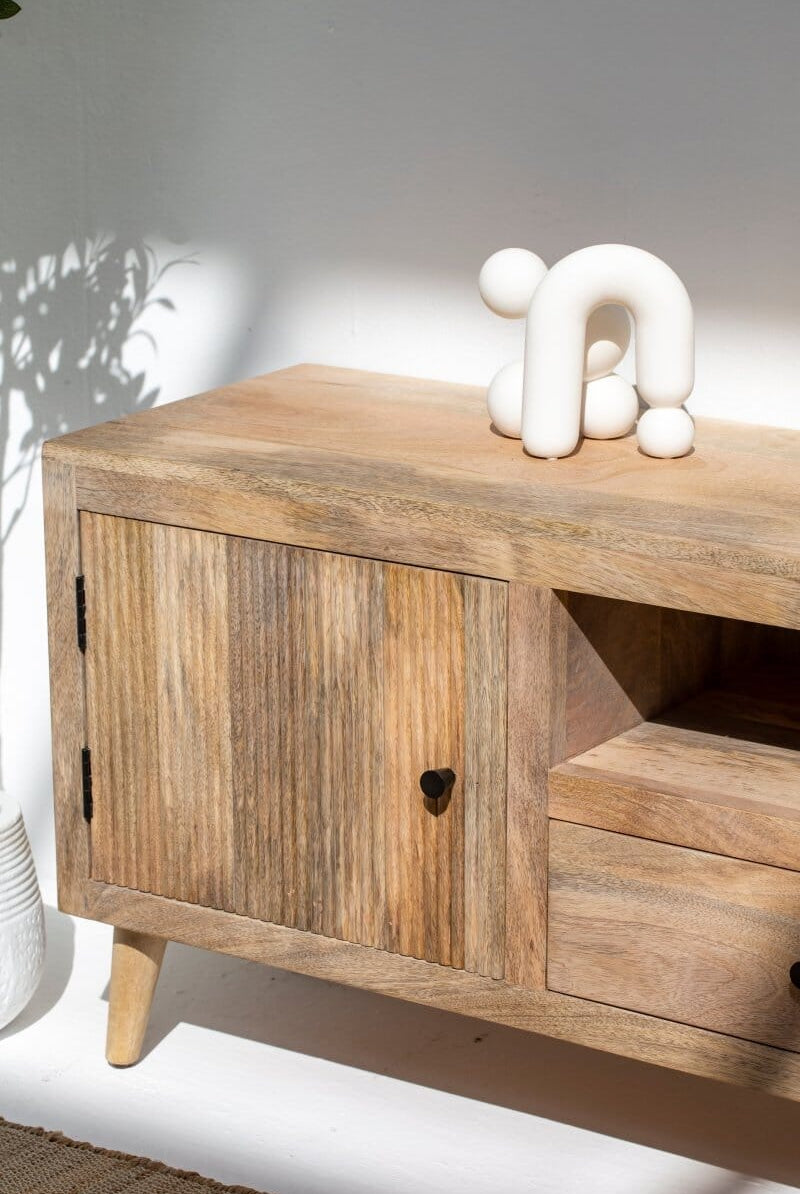 Ziyah Wooden Slat Door Media Console (2 Sizes) TV Unit Homekode