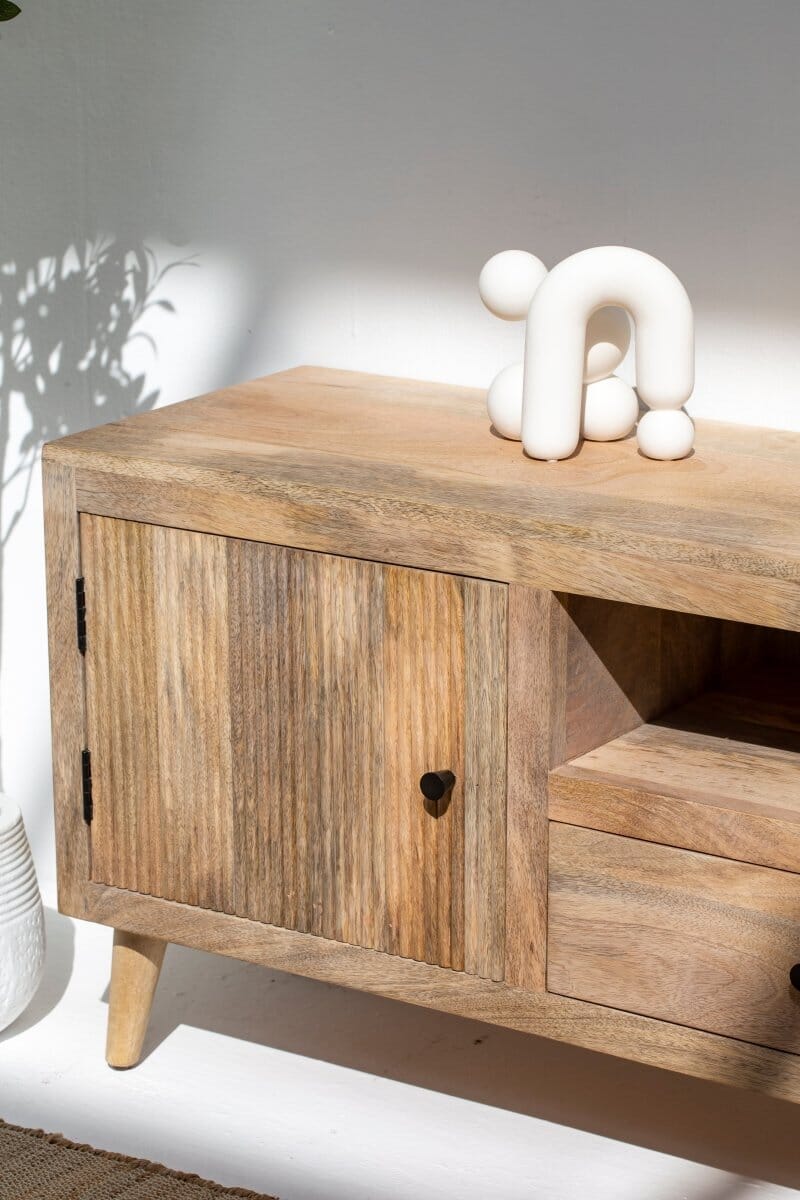 Ziyah Wooden Slat Door Media Console (2 Sizes) TV Unit Homekode