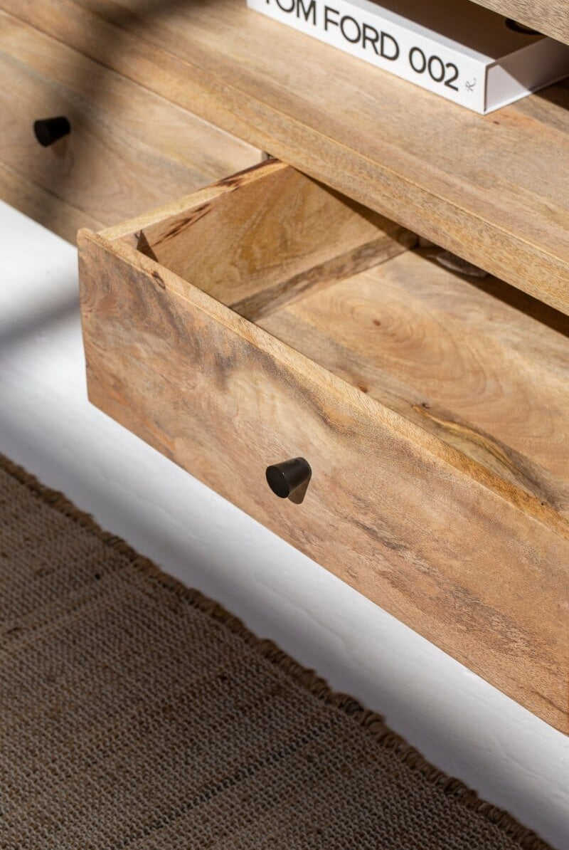 Ziyah Wooden Slat Door Media Console (2 Sizes) TV Unit Homekode