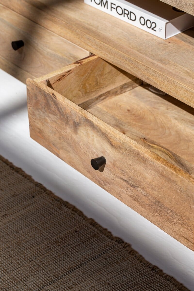 Ziyah Wooden Slat Door Media Console (2 Sizes) TV Unit Homekode