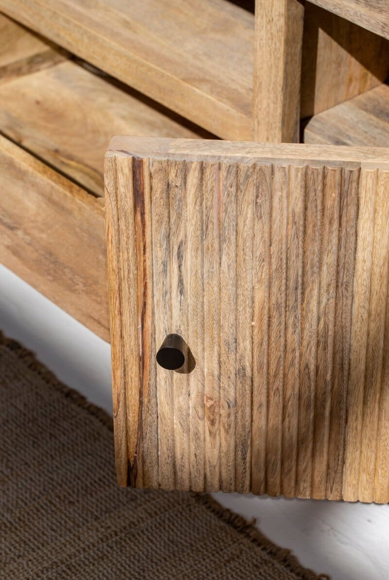 Ziyah Wooden Slat Door Media Console (2 Sizes) TV Unit Homekode