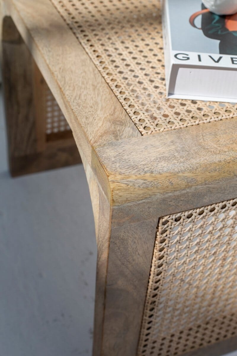 Alayna Rattan Mango Wood Side Table Homekode